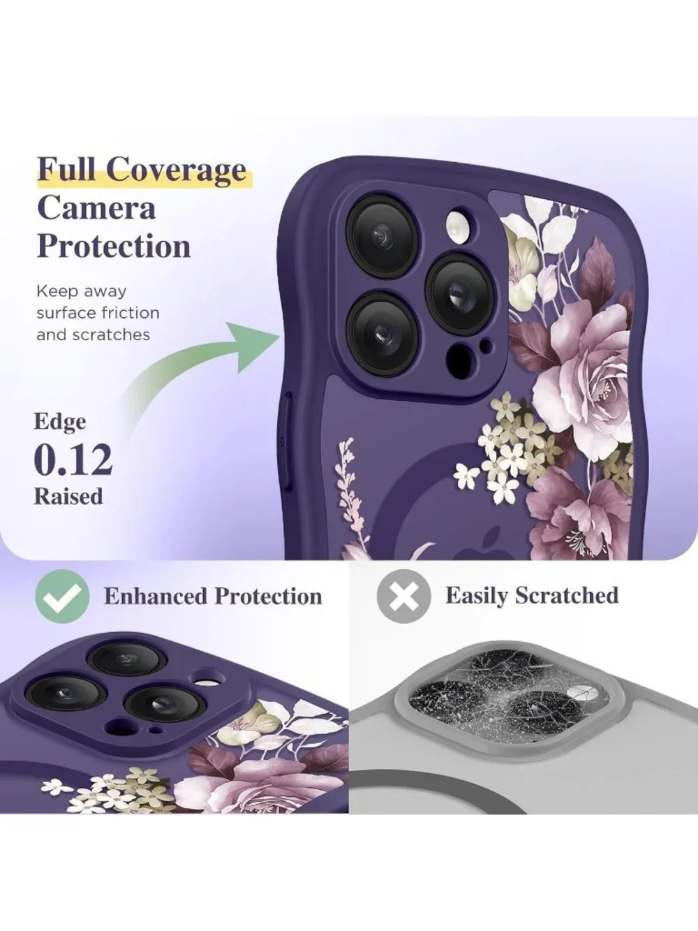 iPhone 14 Pro Cherry Blossoms/Deep Purple Compatible MagSafe Translucent Case